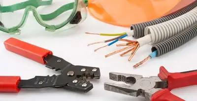 Electrical wiring repair with professional tools and safety equipment in Apollo Beach, FL
